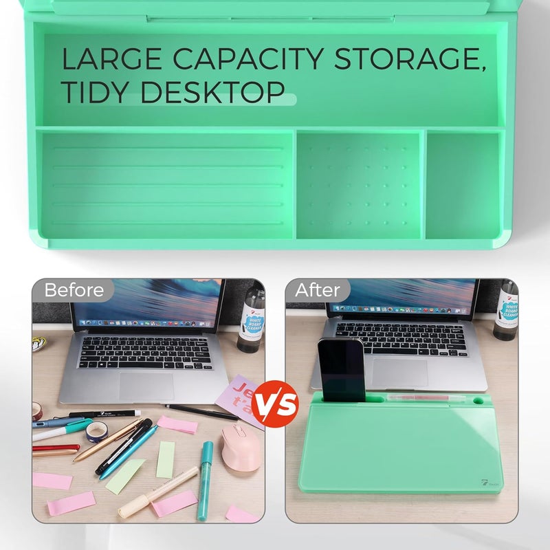 TOWON Small Compact Glass Desktop Whiteboard with Storage – 12 x 7 in Dry Erase Board for Desk, Home Office, School | Includes 5 Markers, Eraser & Holder | Space-Saving Organizer, Aesthetic Mint Green - Image 5